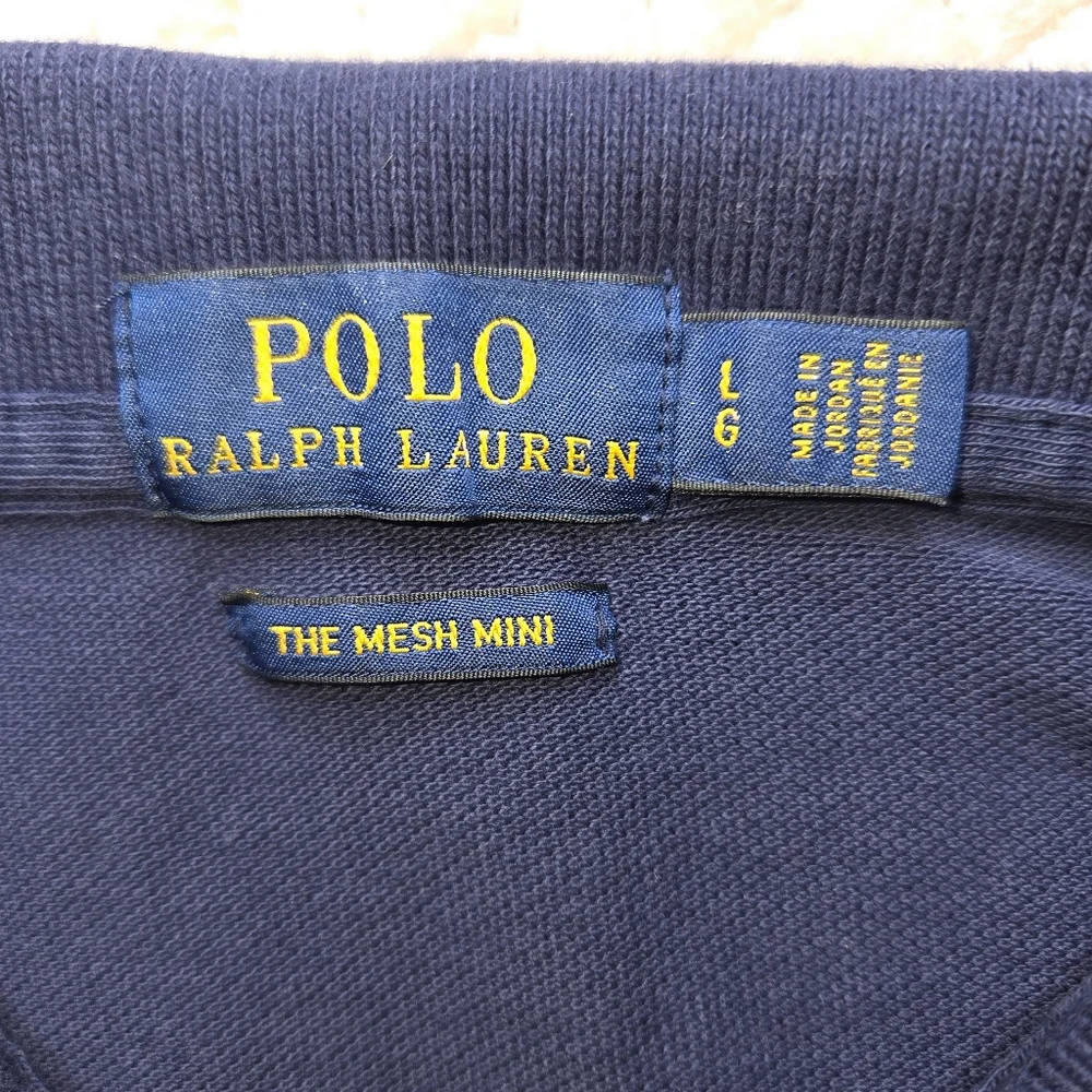 Polo Ralph Lauren Mesh Mini Girls Large Blue Short Sleeve Dress Classic Fit
